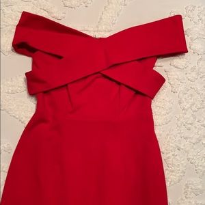 Red Off-the-shoulder Midi Dress